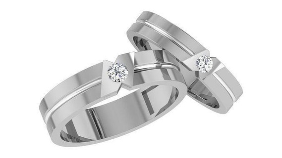 banda anel 7 casal argolas combo imprimível platina diamante ouro joalheria prata solitário gema precioso noiva noivo Casamento brilhante noivado luxo 3d print model - Mito3D