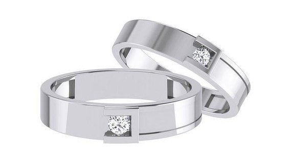 banda anillo 90 Pareja anillos combo imprimible platino diamante oro joyería joya plata solitario precioso novia novio Boda brillante compromiso lujo 3d print model - Mito3D