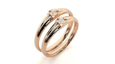 bande bague 9171 couple anneaux combo imprimable platine diamant or bijoux argent solitaire gemme précieux mariée jeune marié mariage 3d print model - Mito3D