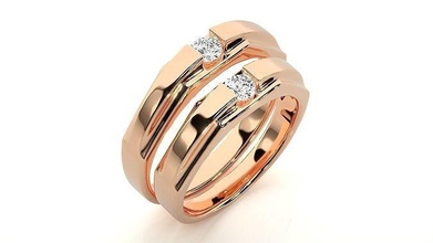 banda anillo 9271 Pareja anillos combo imprimible platino diamante oro joyería joya plata solitario precioso novia novio Boda 3d print model - Mito3D