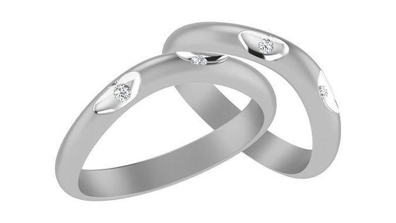 banda anillo 9 oro anillos diamante joyería joya platino Pareja combo imprimible plata solitario precioso novia novio Boda brillante compromiso lujo 3d print model - Mito3D