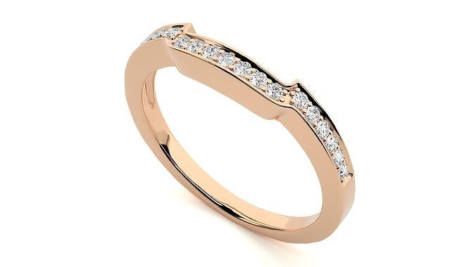 band ring - cad 1705 eternity rings printable platinum diamond gold jewelry silver solitaire gem precious wedding brilliant luxury half full 3D print model - Mito3D