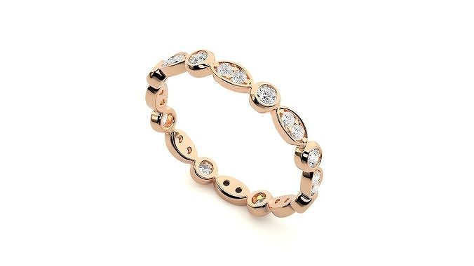 band ring - cad 5935 eternity rings printable platinum diamond gold jewelry silver solitaire gem precious wedding brilliant luxury half full 3D print model - Mito3D