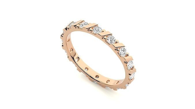 band ring - cad 7755 eternity rings printable platinum diamond gold jewelry silver solitaire gem precious wedding brilliant luxury half full 3D print model - Mito3D