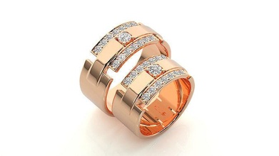 banda anillo oba Pareja anillos combo imprimible platino diamante oro joyería joya plata solitario precioso novia novio 3d print model - Mito3D
