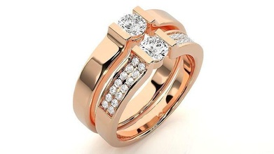 Band Ring hc0613 233 Mau nha Paar Ringe Combo druckbar Platin Diamant Gold Schmuck Silber Solitär Juwel wertvoll Braut 3d print model - Mito3D