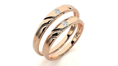banda anel tkrelt 872 casal argolas combo imprimível platina diamante ouro joalheria prata solitário gema precioso noiva noivo casamento brilhante noivado luxo 3d print model - Mito3D