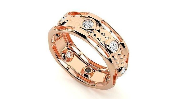 bande bague démo 10 éternité anneaux imprimable platine diamant or bijoux argent solitaire gemme précieux mariage brillant luxe moitié 3d print model - Mito3D