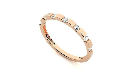 bande bague démo 15 éternité anneaux imprimable platine diamant or bijoux argent solitaire gemme précieux mariage brillant luxe moitié 3d print model - Mito3D