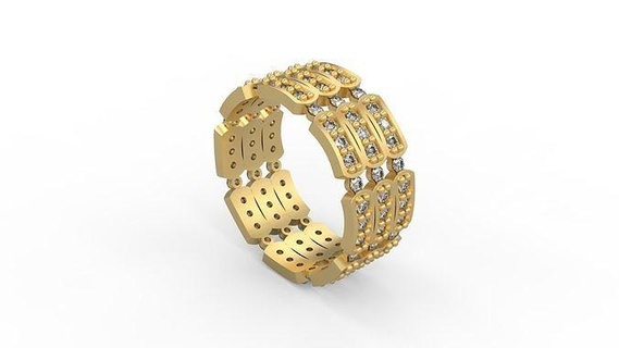 band ring 102 gold jewel jewellry jewelry silver printable diamond couple rings 3d print model - Mito3D
