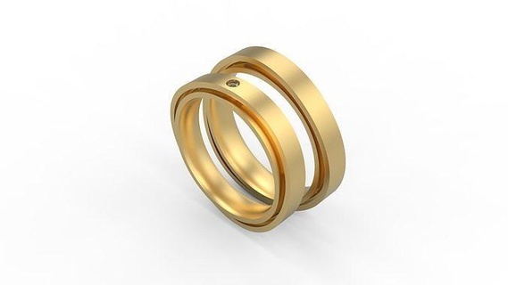 banda anel 129 ouro jóia joalheria diamante mulher moda Casamento casal argolas 3d print model - Mito3D