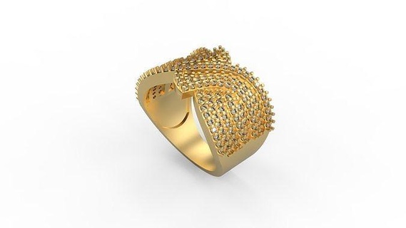 band ring 170 gold silver printable diamond woman fashion wedding couple jewelry rings 3d print model - Mito3D
