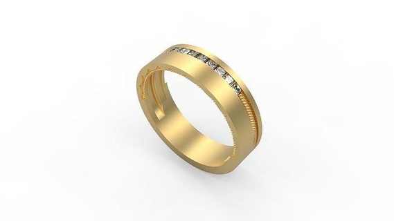 Band Ring 173 Gold Silber druckbar Diamant Frau Mode Hochzeit Paar Schmuck Ringe 3d print model - Mito3D