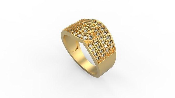 bande bague 190 or argent imprimable diamant femme mode mariage couple bijoux anneaux 3d print model - Mito3D