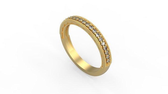 bande bague 191 or argent imprimable diamant femme mode mariage couple bijoux anneaux 3d print model - Mito3D
