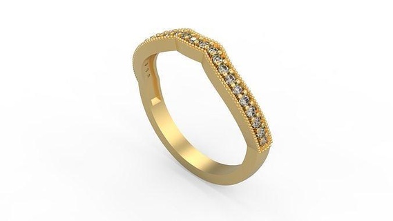 band ring 197 gold silver printable diamond woman fashion wedding couple jewelry rings 3d print model - Mito3D