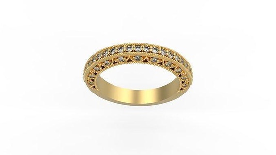 Band Ring 199 Gold Silber druckbar Diamant Frau Mode Hochzeit Paar Schmuck Ringe 3d print model - Mito3D