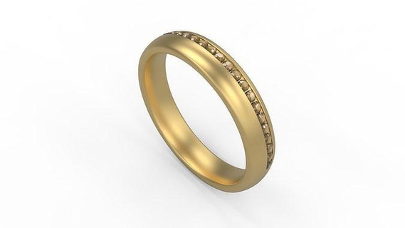 Band Ring 214 Gold Silber druckbar Diamant Frau Mode Hochzeit Paar Schmuck Ringe 3d print model - Mito3D