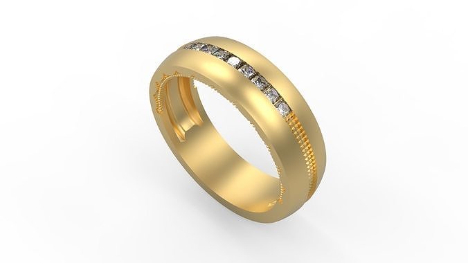 banda anel 219 ouro prata imprimível diamante mulher moda Casamento casal joalheria argolas 3D print model - Mito3D