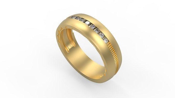 Band Ring 219 Gold Silber druckbar Diamant Frau Mode Hochzeit Paar Schmuck Ringe 3d print model - Mito3D