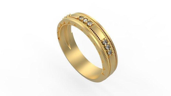 Band Ring 224 Gold Silber druckbar Diamant Frau Mode Hochzeit Paar Schmuck Ringe 3d print model - Mito3D