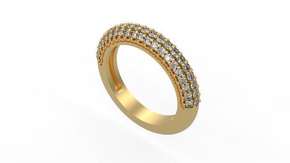 Band Ring 229 Gold Silber druckbar Diamant Frau Mode Hochzeit Paar Schmuck Ringe 3d print model - Mito3D