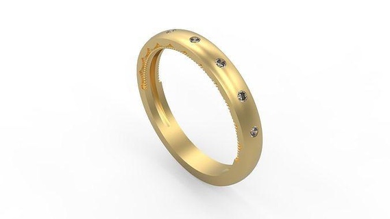Band Ring 232 Gold Silber druckbar Diamant Frau Mode Hochzeit Paar Schmuck Ringe 3d print model - Mito3D