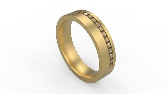 Band Ring 238 Gold Silber druckbar Diamant Frau Mode Hochzeit Paar Schmuck Ringe 3d print model - Mito3D
