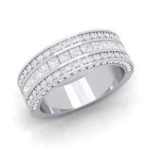 banda anillo 3d modelo joya compromiso boda joyería diamante plata enganchar oro moda libra esterlina blanco brillante zafiro belleza anillos pendientes 3d print model - Mito3D