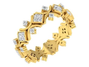 boda compromiso mujer etarnates banda anillo joyería imprimible joya diamante oro anillos novia novio pareja platino bandas solitario 3d print model - Mito3D