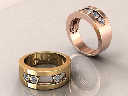 banda anillo móvil piedras Messika joya Moda diamante compromiso imprimible enganchar vestir joyería oro Boda canalla Roca belleza clásico marca lujo anillos 3d print model - Mito3D