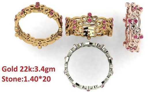 band stone ring 34 jewelry luxury platinum womenring precious wedding gold silver printable diamond fashion rings bulk collection 3d print model - Mito3D