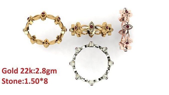 band stone ring 36 jewelry luxury platinum womenring precious wedding gold silver printable diamond fashion rings bulk collection 3d print model - Mito3D