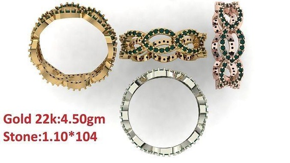 band stone ring 52 jewelry luxury platinum womenring precious wedding gold silver printable diamond fashion rings bulk collection 3d print model - Mito3D