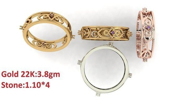 Band Stein Ring 76 Schmuck Luxus Platin Frauenring wertvoll Hochzeit Gold Silber druckbar Diamant Mode Ringe Bulk Sammlung 3d print model - Mito3D