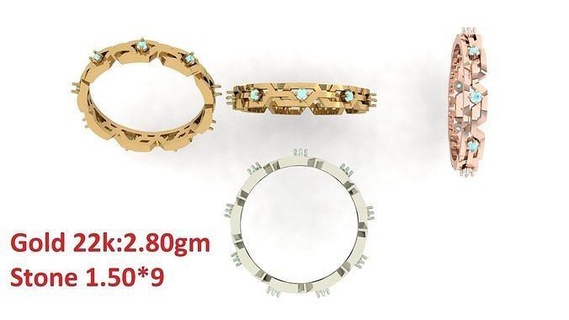 banda pedra argolas 10 anel joalheria luxo platina feminino precioso Casamento ouro prata imprimível diamante moda massa coleção 3d print model - Mito3D