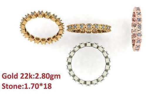 band stone rings 3 ring jewelry luxury platinum womenring precious wedding gold silver printable diamond fashion bulk collection 3d print model - Mito3D