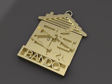 bando trap house pendant gold silver 9k tulip belcher cuban chaps saddle keeper bracelet chain ring family architecture isolated conceptual jewelry pendants 3d print model - Mito3D
