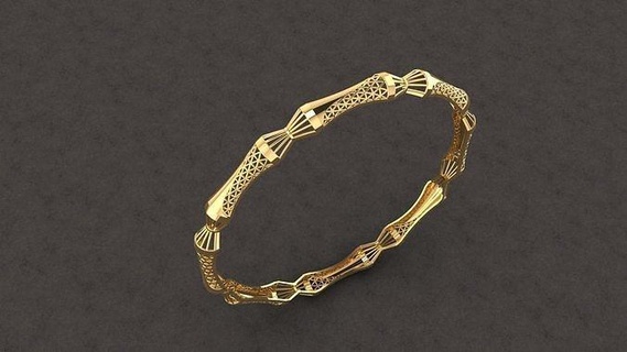 bangel jali jewellery jewelry 3dprinted golden design bracelets 3d print model - Mito3D