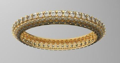 bangle2 gold bangle diamonds jewelry silver diamond jewel wedding engagement jewellery ring necklace cad sterling fashion woman bracelets 3d print model - Mito3D