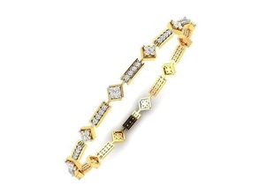 bangle bracelet 3dm render bracelet gold silver tiffany gems classic  motif rectangular style fashion jewelry bracelets 3d print model - Mito3D