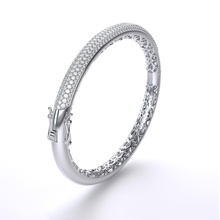 bracelet pierres précieuses 003 modèle 3d imprimable or gemme bijoux stl bracelets paver diamants élégant conception prototypage bande 3d print model - Mito3D