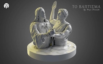 batismo of jesus 3d impressão modelo juan bautista cristão religiou objeto cristo salvador lds evangelho espuma arte esculturas senhor bíblia 3d print model - Mito3D
