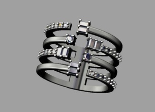 baquette anel de diamante jóias anéis ouro da forma printable dimond a moda luxo sterling casamento o engajamento beleza solitaire barroco vintag 3d print model - Mito3D