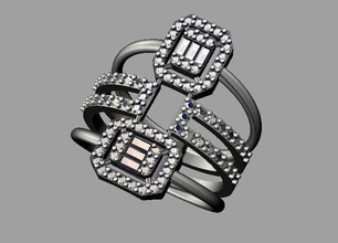 baquette bague en diamant bijoux de l'anneau la mode luxe conception imprimable moderne gem mariage l'engagement or les anneaux d'argent brillant pinterest beauté fiançailles 3d print model - Mito3D