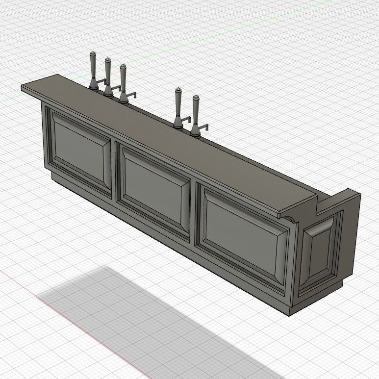 bar counter pub 7mm scale gauge model railway building british furniture hotel accessories scenery beer architecture room wood hobby diy 3D print model - Mito3D