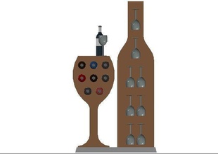 barra vinho prateleira vidro estante sala copo garrafa casa mobília bebendo tiro winerack 3d print model - Mito3D