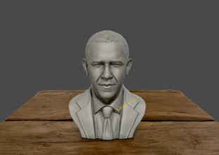 barack obama bust ready 3d print art sculpture portrait man statue bald people leader president usa male sculptures 3d print model - Mito3D
