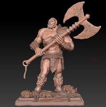 bárbaro orc ampla machado guerreiro escultura borda jogos miniatura lutador brinquedos 3d print model - Mito3D