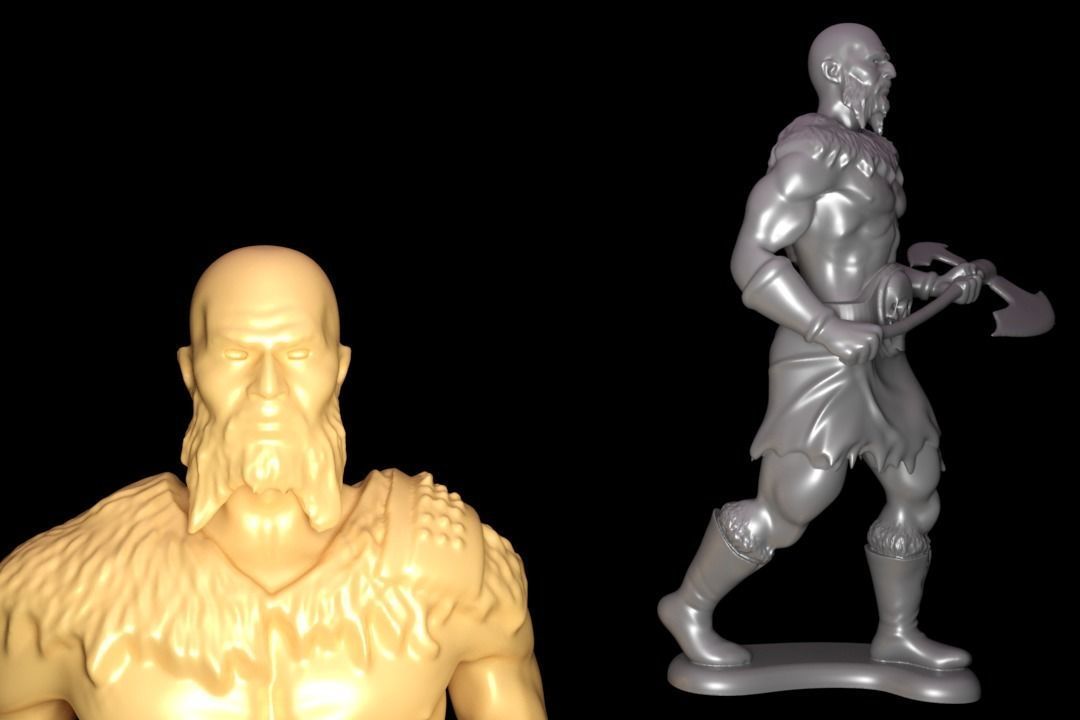 barbarian warrior miniature statue stl art sculpture figure man ancient dnd tabletopgame tabletop mini 3dprint deco knight sculptures 3D print model - Mito3D